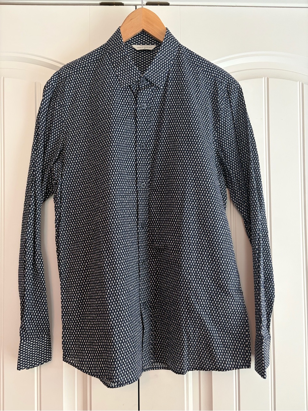 Chris Christy Men's Long Sleeve Button Down Collared Shirt Size Large (100) Blue - Picture 2 of 9